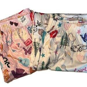 Taylor Swift Eras Tour Pajama PJ Bottom Set, Silky Pink and White
